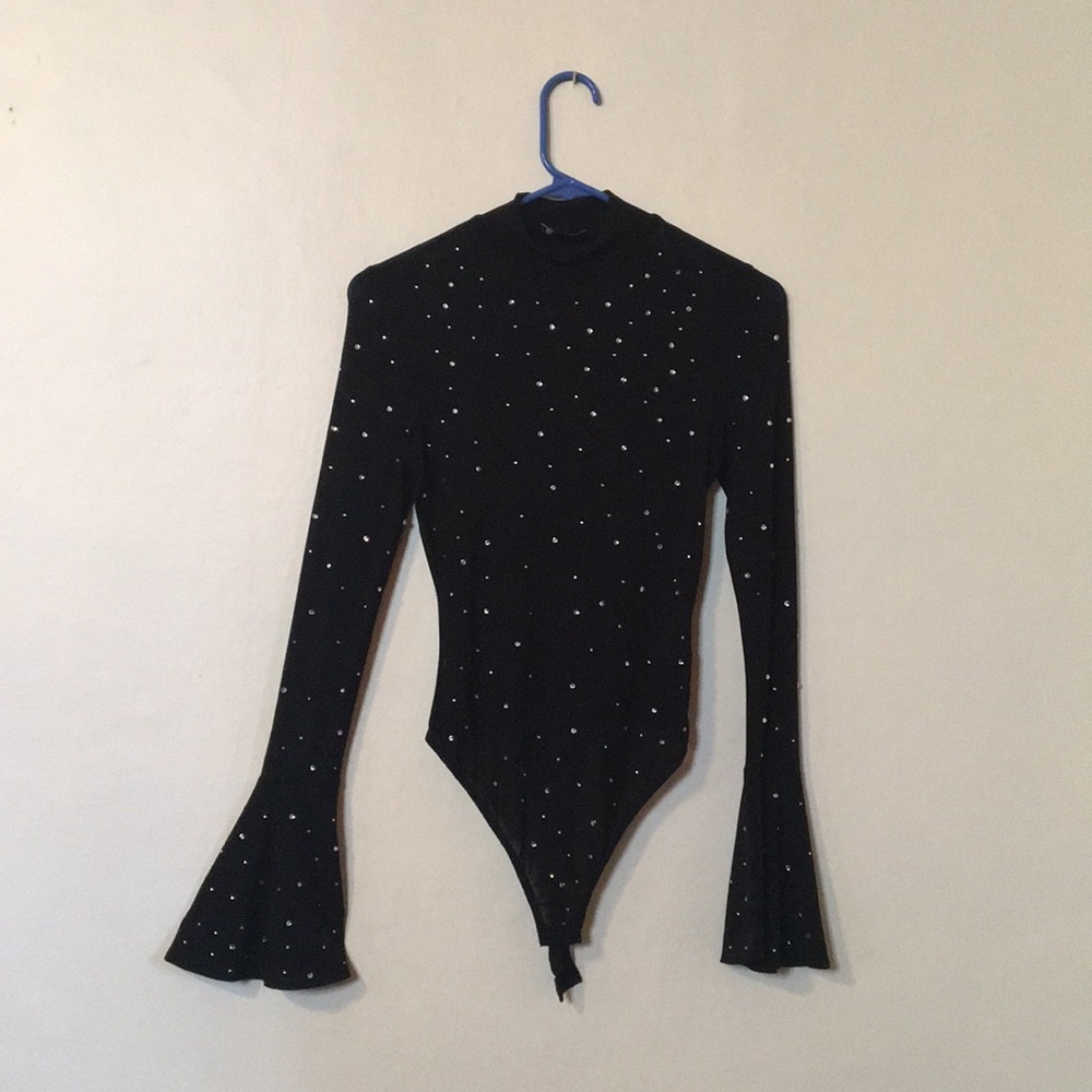 Sheer diamond studded bodysuit